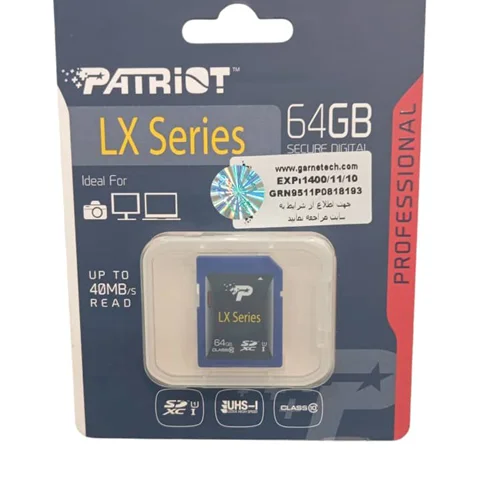 کارت حافظه پاتریوت SDXC با ظرفیت 64 گیگابایت مدل LX Series کلاس 10