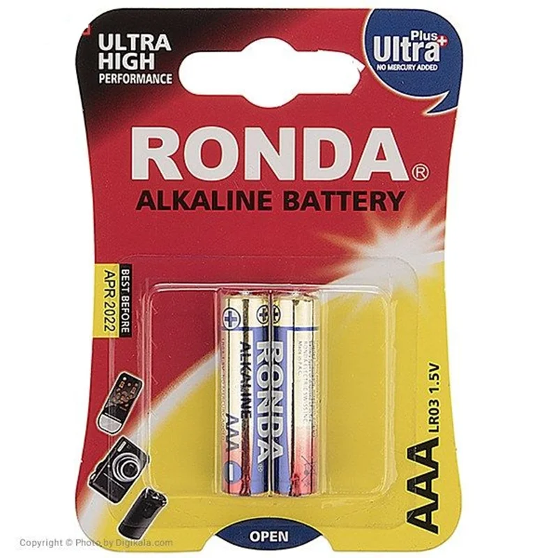 باتری نیم قلمی روندا مدل ULTRA PLUS ALKALINE بسته 2 عددی